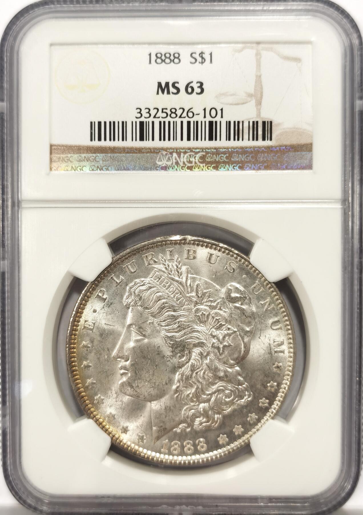 博洋堂世界钱币拍卖第137期（全场包邮） NGC MS63 美国1888年摩根大银币，好年份！