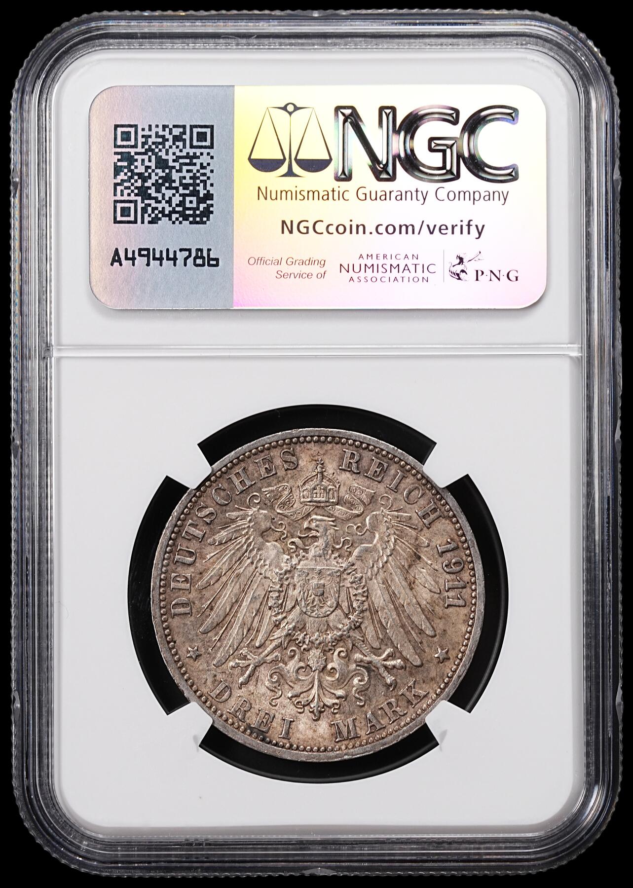 修遠堂世界钱币第八十三期 NGC MS63 1911年符腾堡国王银婚纪念3马克银币