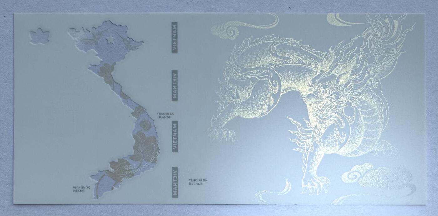 2025第22场（总第222期）：外钞，测试钞综合场 越南Q&T “金龙+荷花+地图”光版PolySecure基材塑料测试钞册装UNC