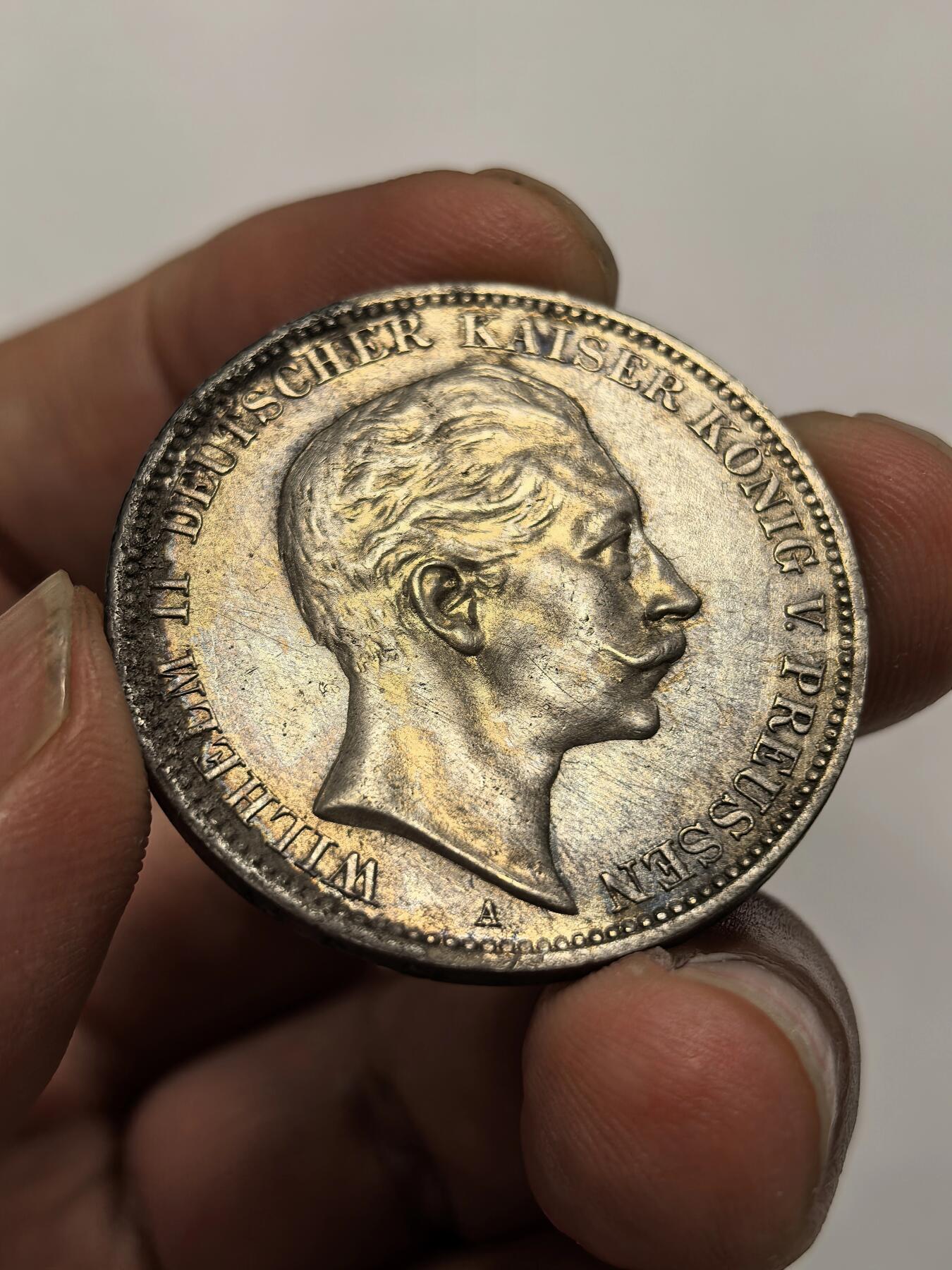 博洋堂世界钱币拍卖第137期（全场包邮） 德国普鲁士1911年威廉二世3马克银币