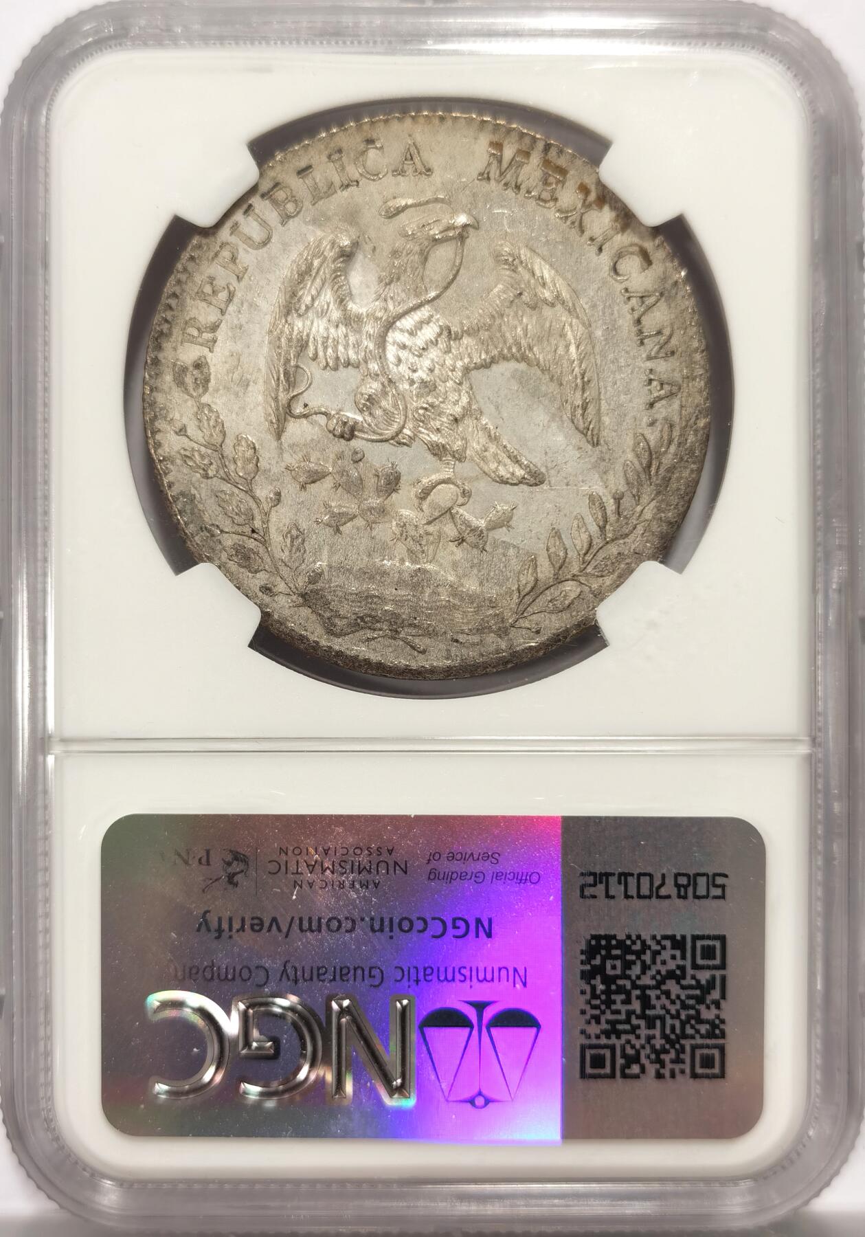 博洋堂世界钱币拍卖第137期（全场包邮） NGC MS62 墨西哥1897年ZS FZ版花边鹰洋，关门年份，原味窖藏包浆，滴水未下，值得收藏的状态