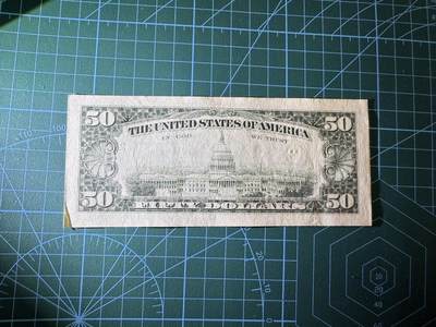 【炜奕收藏】，第四十三期 1993年50美元，UNC-品相，有角折
