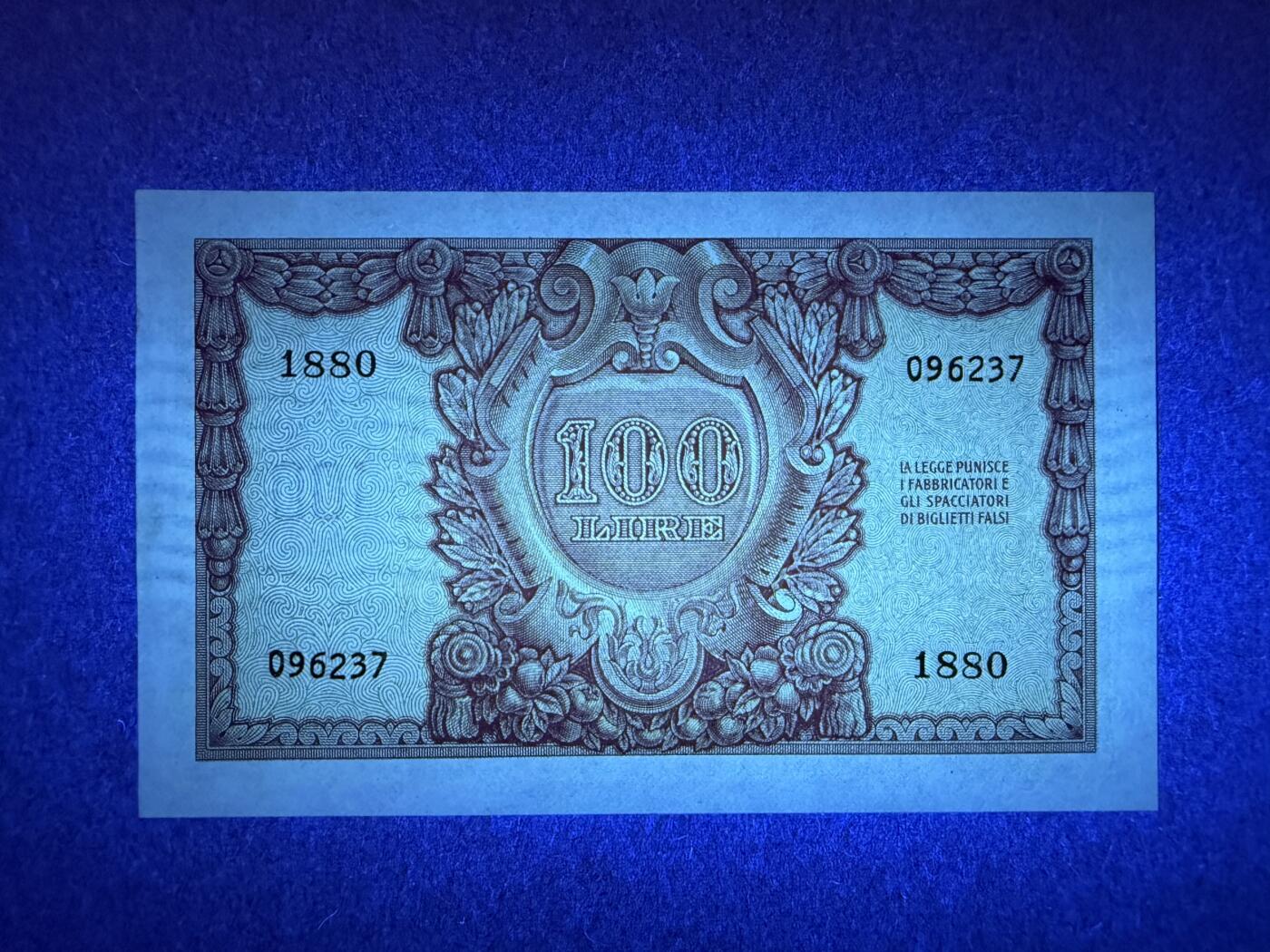 《艾美收藏》第211期-9.6周六外币精品场 意大利100里拉 UNC 1951年老版本 无4