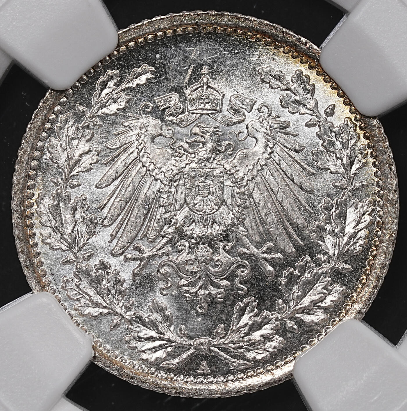 修遠堂世界钱币第八十三期 NGC MS66 1914年德国1/2马克银币 A厂铭