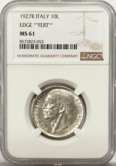 博洋堂世界钱币拍卖第137期（全场包邮） - NGC MS61 意大利1927年10里拉银币