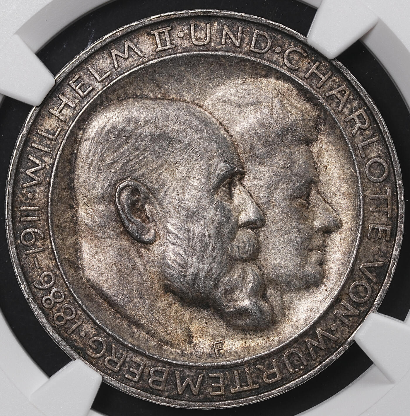 修遠堂世界钱币第八十三期 NGC MS63 1911年符腾堡国王银婚纪念3马克银币