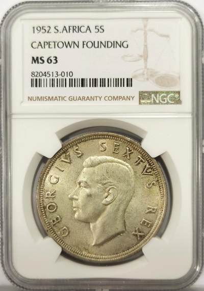 博洋堂世界钱币拍卖第137期（全场包邮） - NGC MS63 英属南非1952年5先令银币