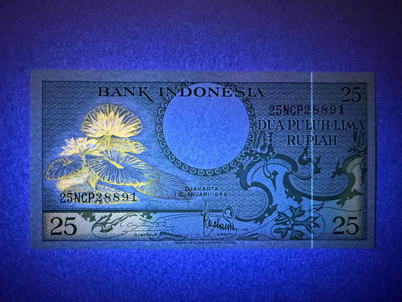 《艾美收藏》第211期-9.6周六外币精品场 印度尼西亚25盾 UNC 1959年 无47