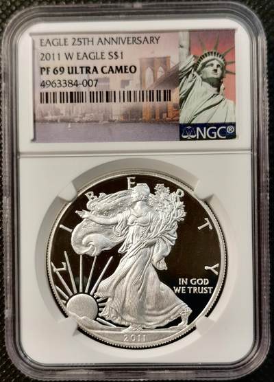 甄臻铺-世界币章拍卖（第32期），送拍享返佣金等优惠多多 - NGC-PF69UC 2011美国一美元行走女神精制银币，银价持续暴涨，入手好时机