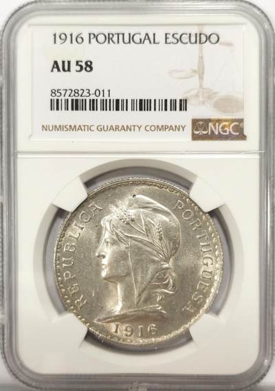 博洋堂世界钱币拍卖第137期（全场包邮） - NGC AU58 葡萄牙1916年1埃斯库多大银