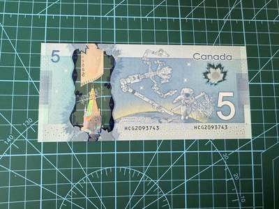【炜奕收藏】，第四十三期 加拿大5元塑料钞，UNC品相