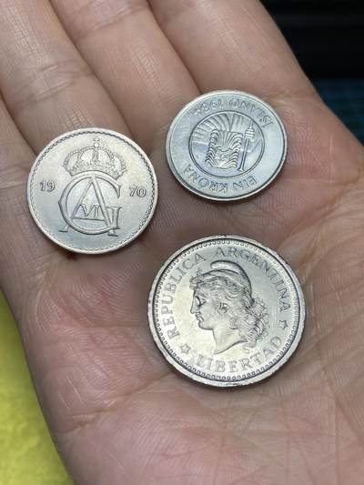 2025年第八十六场(总第一百一十二场）外国好品散币(免佣金) 3枚：瑞典🇸🇪1970年50欧尔，冰岛🇮🇸1984年1克朗，阿根廷🇦🇷1959年1比索