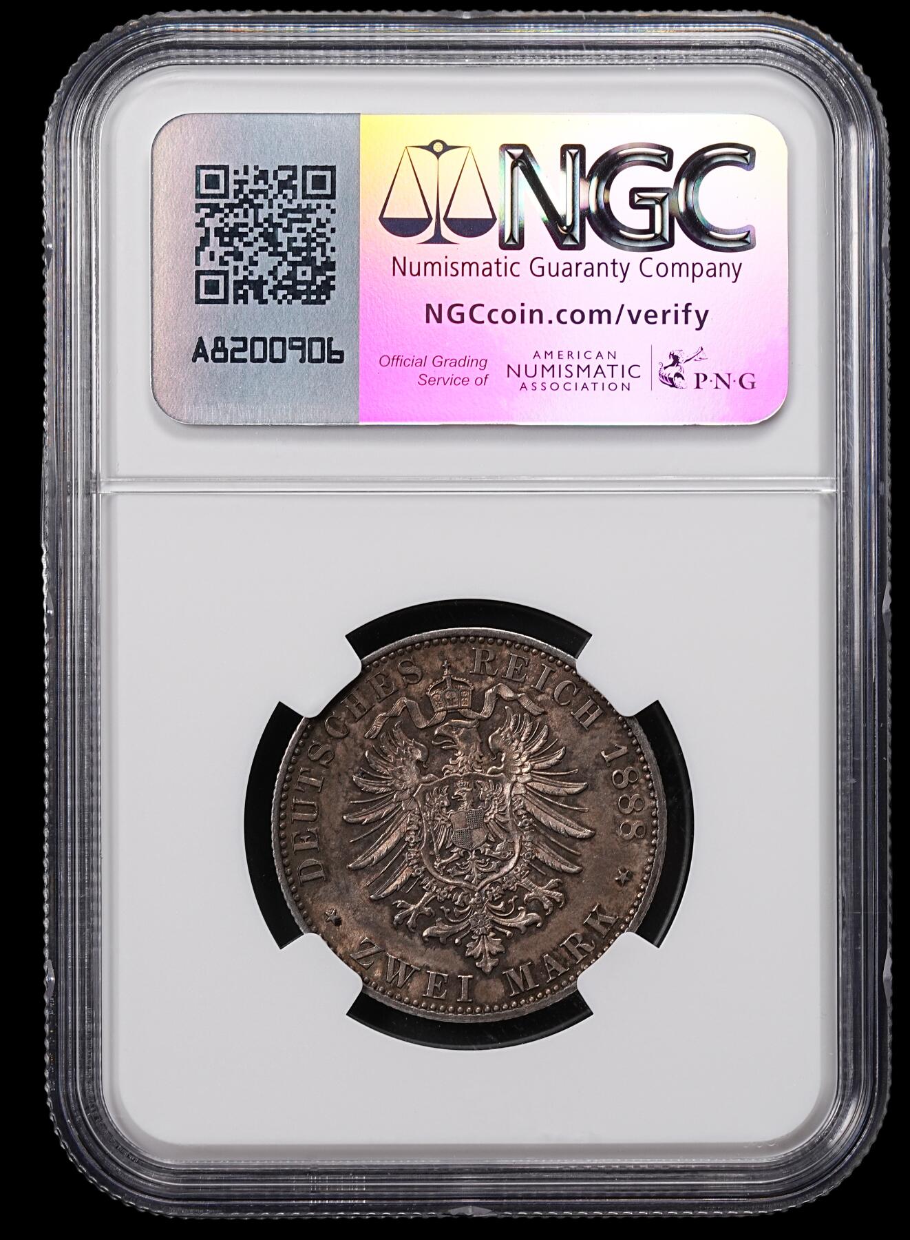 修遠堂世界钱币第八十三期 NGC MS61 1888年普鲁士2马克银币 腓特烈三世 重包浆