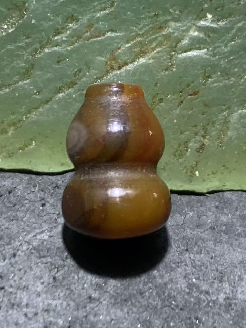 高玉化战国红玛瑙通货葫芦珠一个，