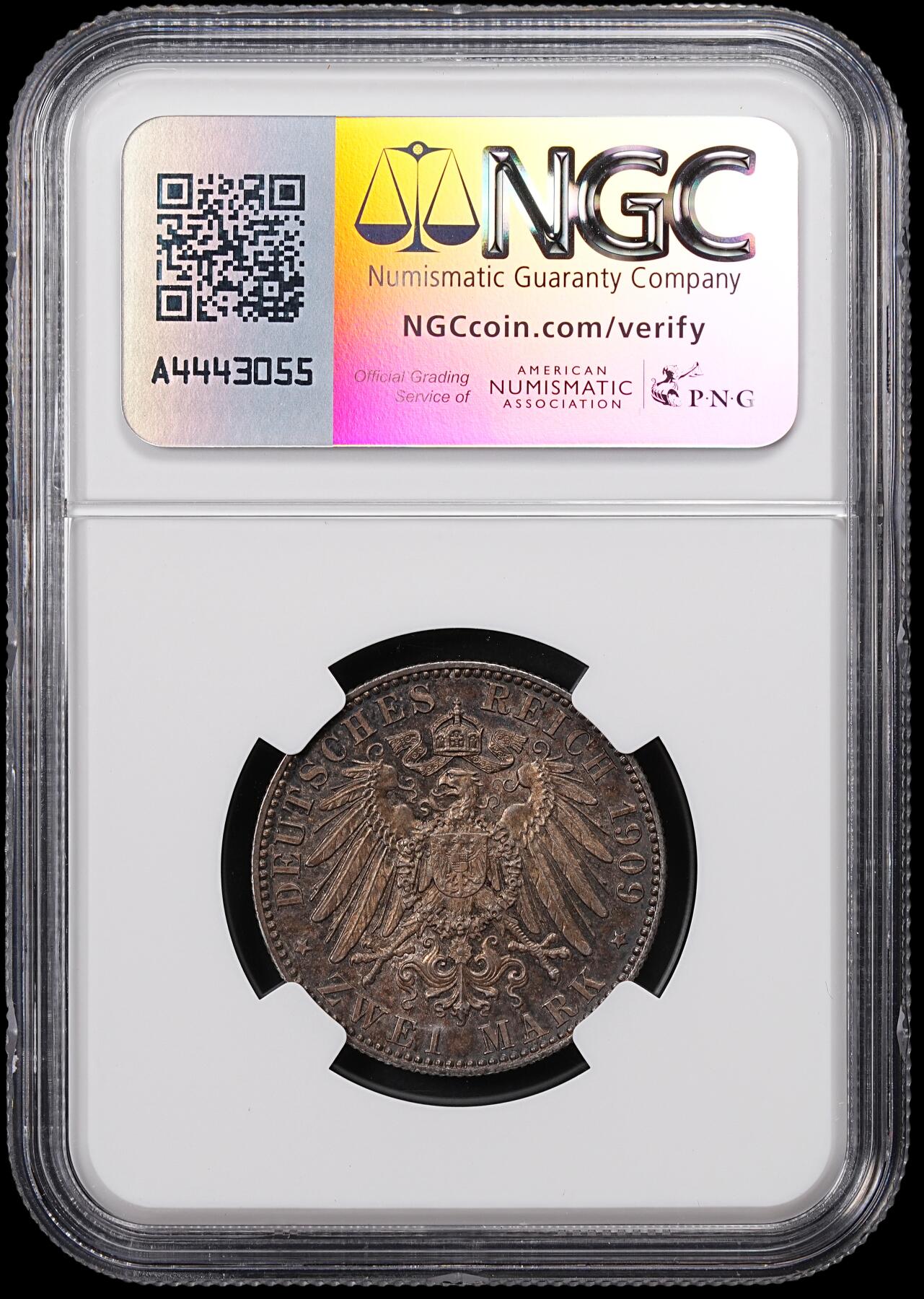 修遠堂世界钱币第八十三期 NGC MS62 1909年萨克森-莱比锡大学500周年纪念2马克银币 重酱黑彩