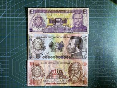 【炜奕收藏】，第四十三期 洪都拉斯2-10伦皮拉，UNC品相