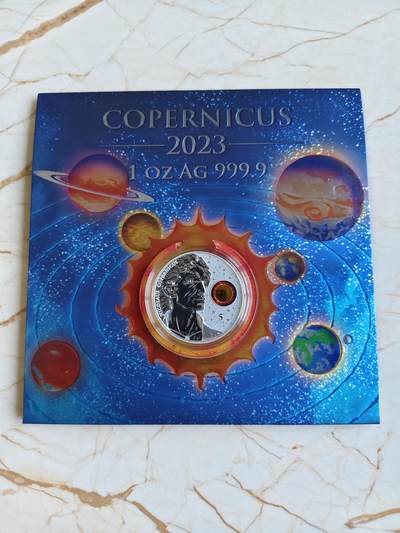 第174期拍卖【长期征集拍品】 - 卡装马耳他2023年天文学家哥白尼诞辰550周年彩色银币，9999银，发行15000枚