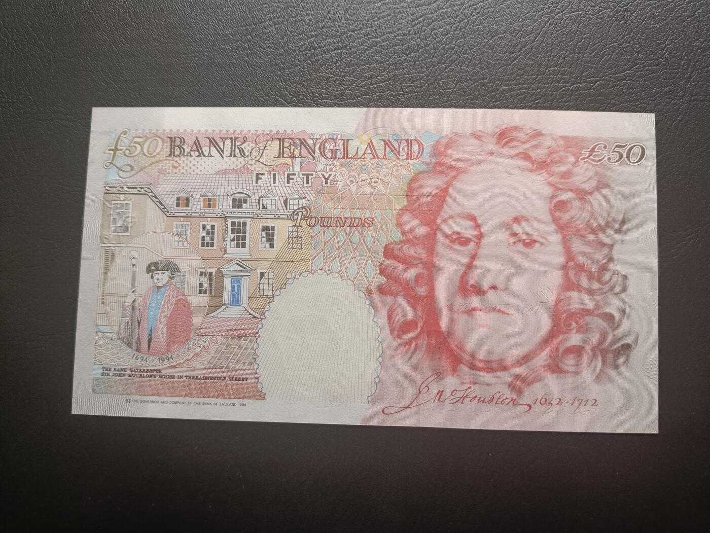 2025九月第一期（总第191期） 【李】英格兰E序列50镑UNC无47，中年女王和英格兰银行首任行长霍布伦