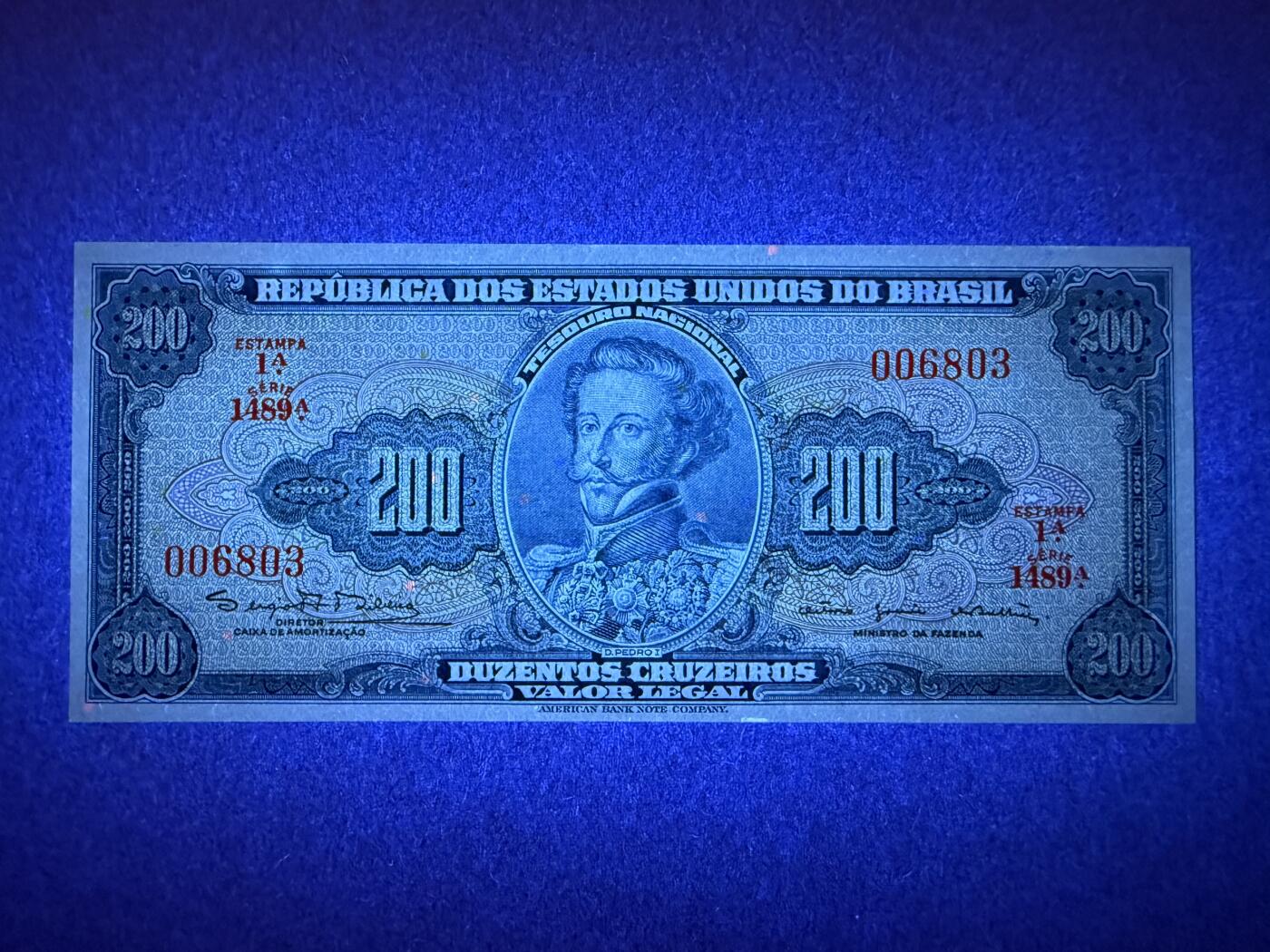 《艾美收藏》第211期-9.6周六外币精品场 巴西200克鲁塞罗 UNC 1964年老版本