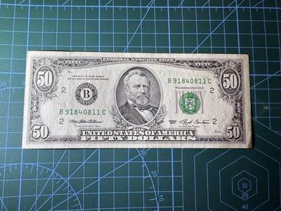 【炜奕收藏】，第四十三期 1993年50美元，UNC-品相，有角折
