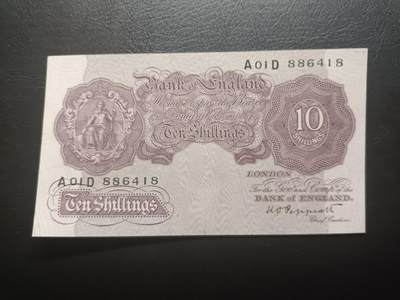 2025九月第一期（总第191期） - 英格兰战时A序列10先令AUNC，有别于战前战后正常红色版本改用紫色印刷
