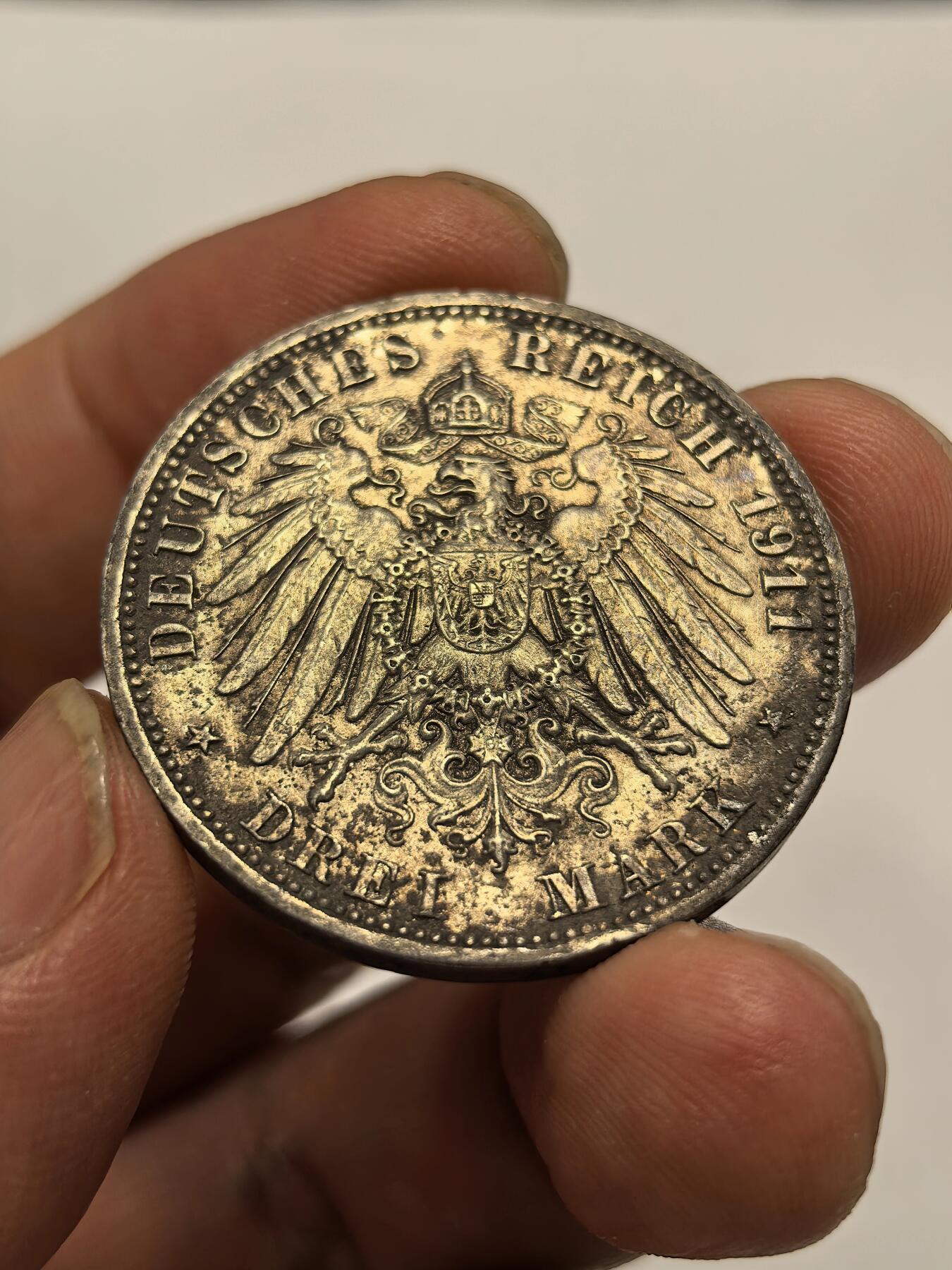 博洋堂世界钱币拍卖第137期（全场包邮） 德国普鲁士1911年威廉二世3马克银币