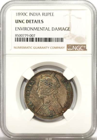 博洋堂世界钱币拍卖第137期（全场包邮） - NGC UNC 英属印度1890年C版维多利亚1卢比银币