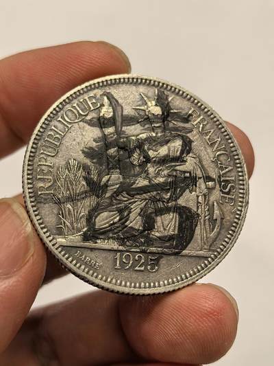 博洋堂世界钱币拍卖第137期（全场包邮） - 1925年法属印支坐洋大银 墨书双喜 金色包浆