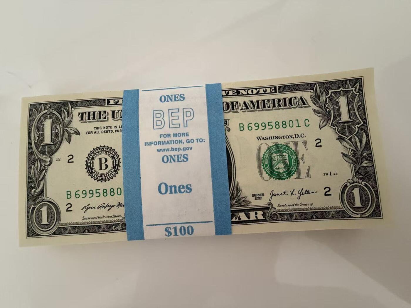 【Blue Auction】世界纸币精拍第720期——18级TOP拍卖/信誉/品质/专业/高效💫 【一刀 含8888狮子号】美国 2021年1美金 全新UNC