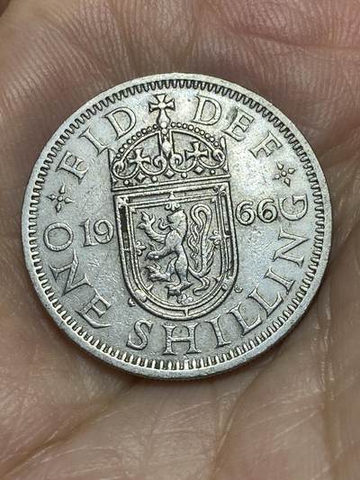 2025年第八十六场(总第一百一十二场）外国好品散币(免佣金) - 英国🇬🇧1966年1先令(伊丽莎白二世青年桂冠，第二版，苏格兰盾徽版)
