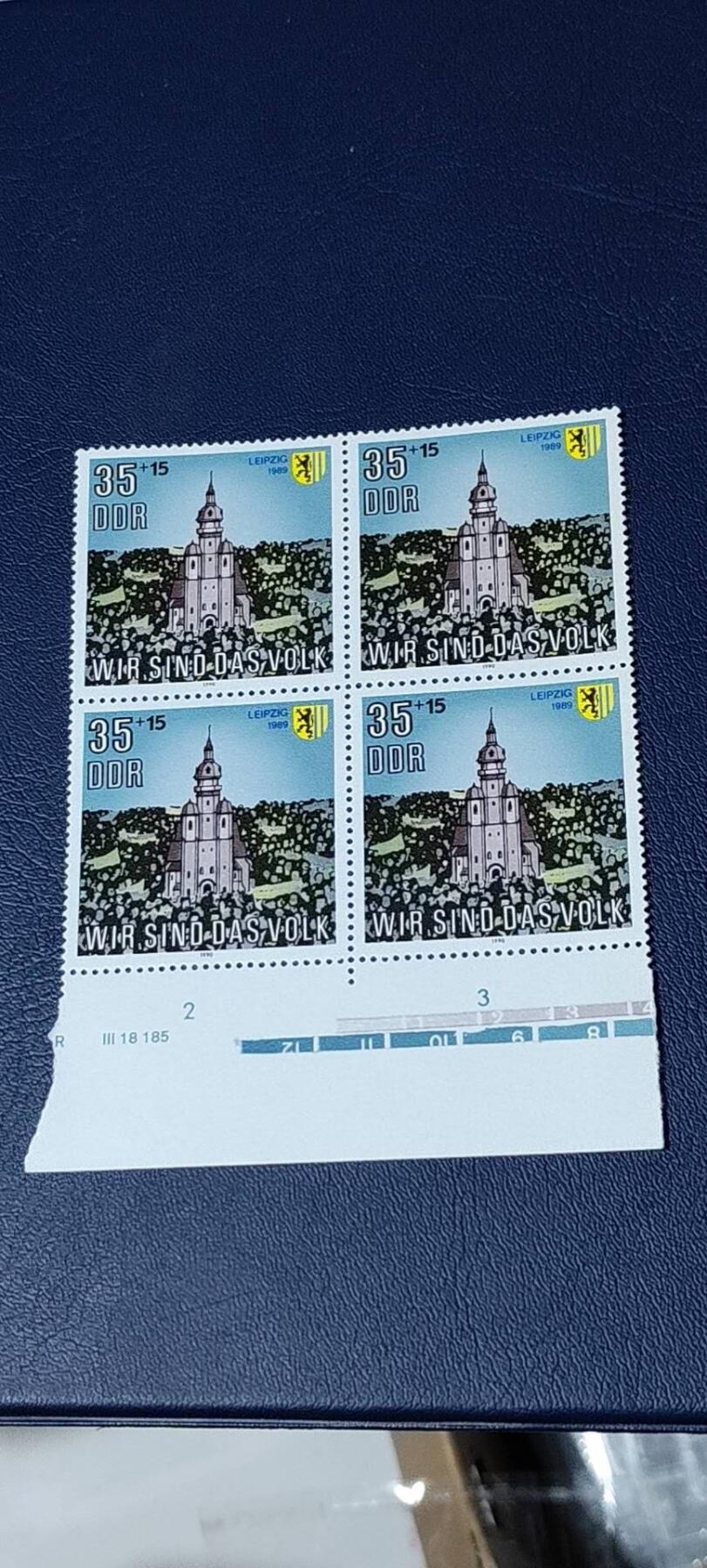 德国邮票专场，都是四方联 德国邮票四方联，1990年发行， 莱比锡群众聚会教堂。品相如图