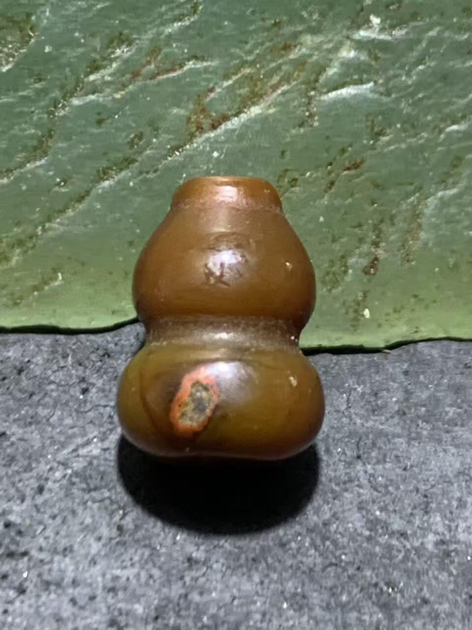 高玉化战国红玛瑙通货葫芦珠一个，