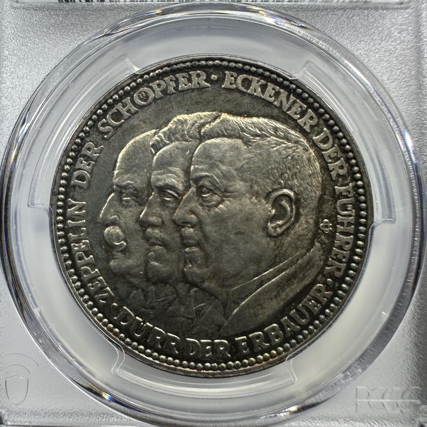 1929年德国齐柏林飞艇环球飞行银章PCGS SP66