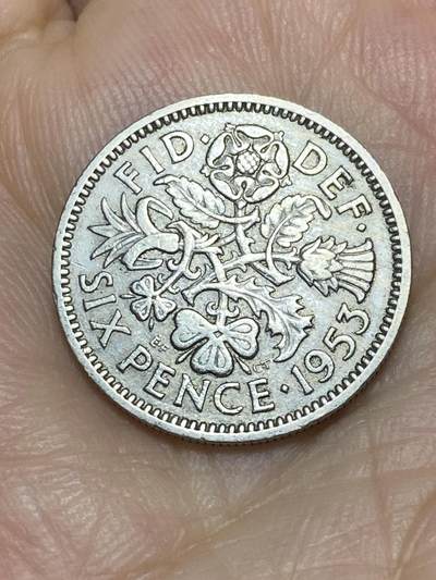 2025年第八十六场(总第一百一十二场）外国好品散币(免佣金) - 英国🇬🇧1953单年份6便士(伊丽莎白二世登基年，第一版)