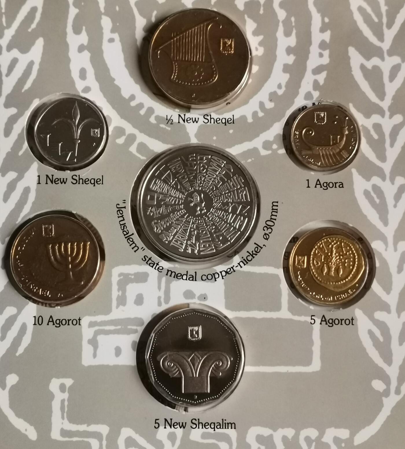 瓶子🏺第206期拍卖会  以色列加厚纪念币  耶路撒冷圣城纪念币6枚套带章  原封稀少