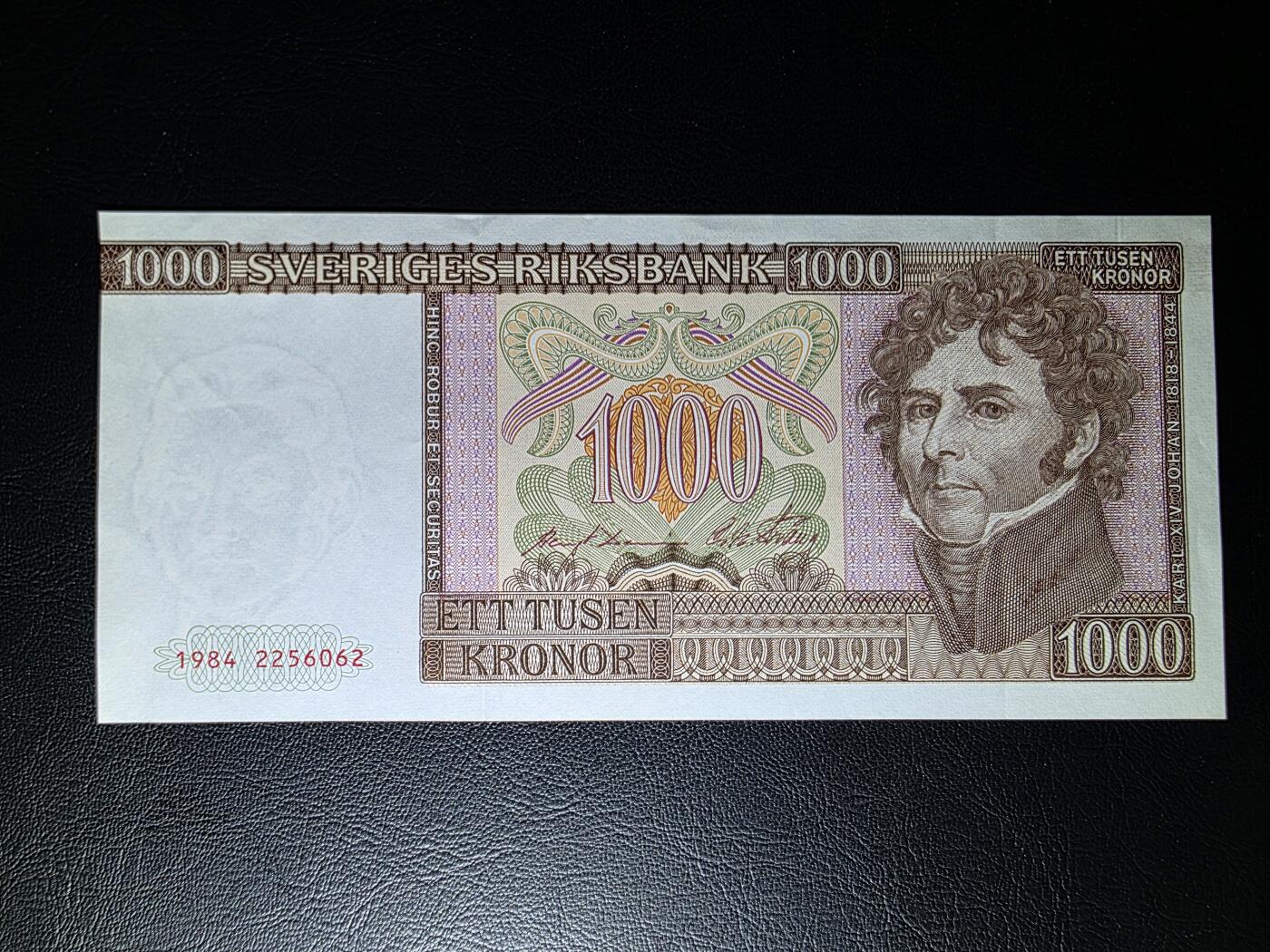 叁拾收藏第31期 瑞典1984年1000克朗  AU