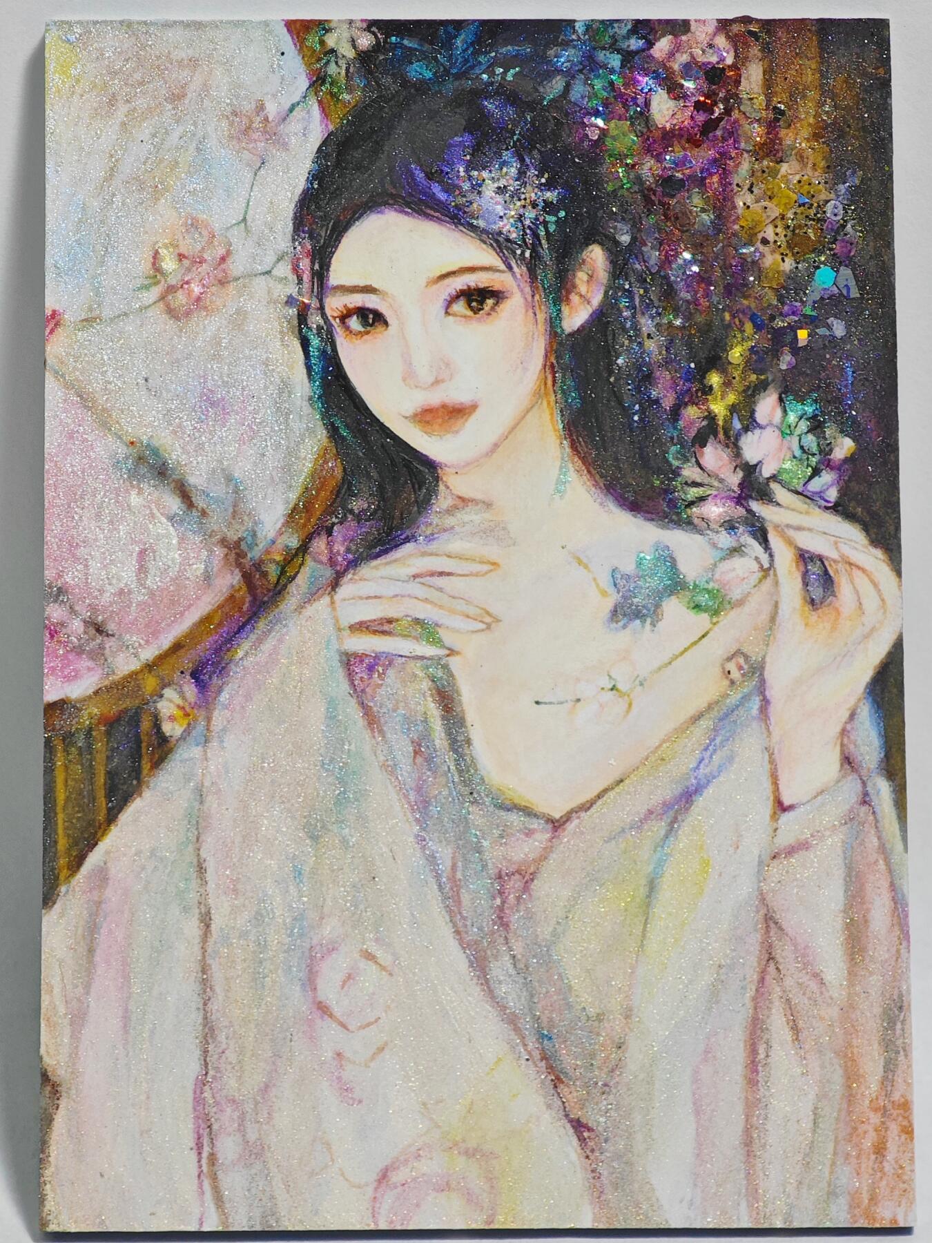 白泽拍卖卡牌手绘专场第24期（持续征集ING，白露暧秋色，月明清漏中） 2025 掌上潮流手绘卡 春  葡萄岩彩亲签
