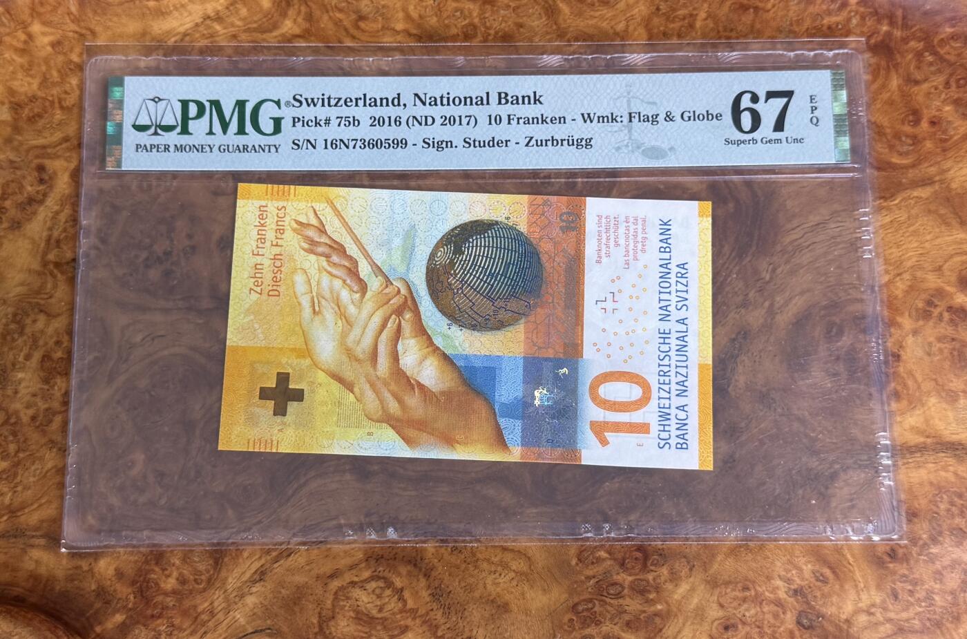 得物收藏 Chase Auction 第33期 - - 外钞、民国钞和人民币混合场！持续更新中！ 2016年瑞士10法郎，PMG67！
