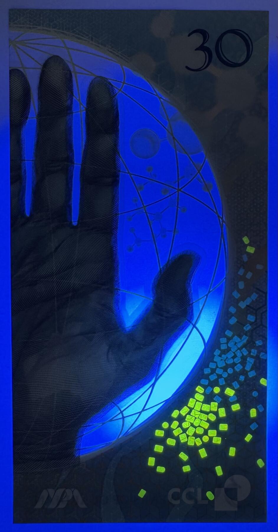 2025第22场（总第222期）：外钞，测试钞综合场 红色荧光/CCL塞卡瑞希 “Guardian塑料钞发行30周年～手型”塑料测试钞UNC