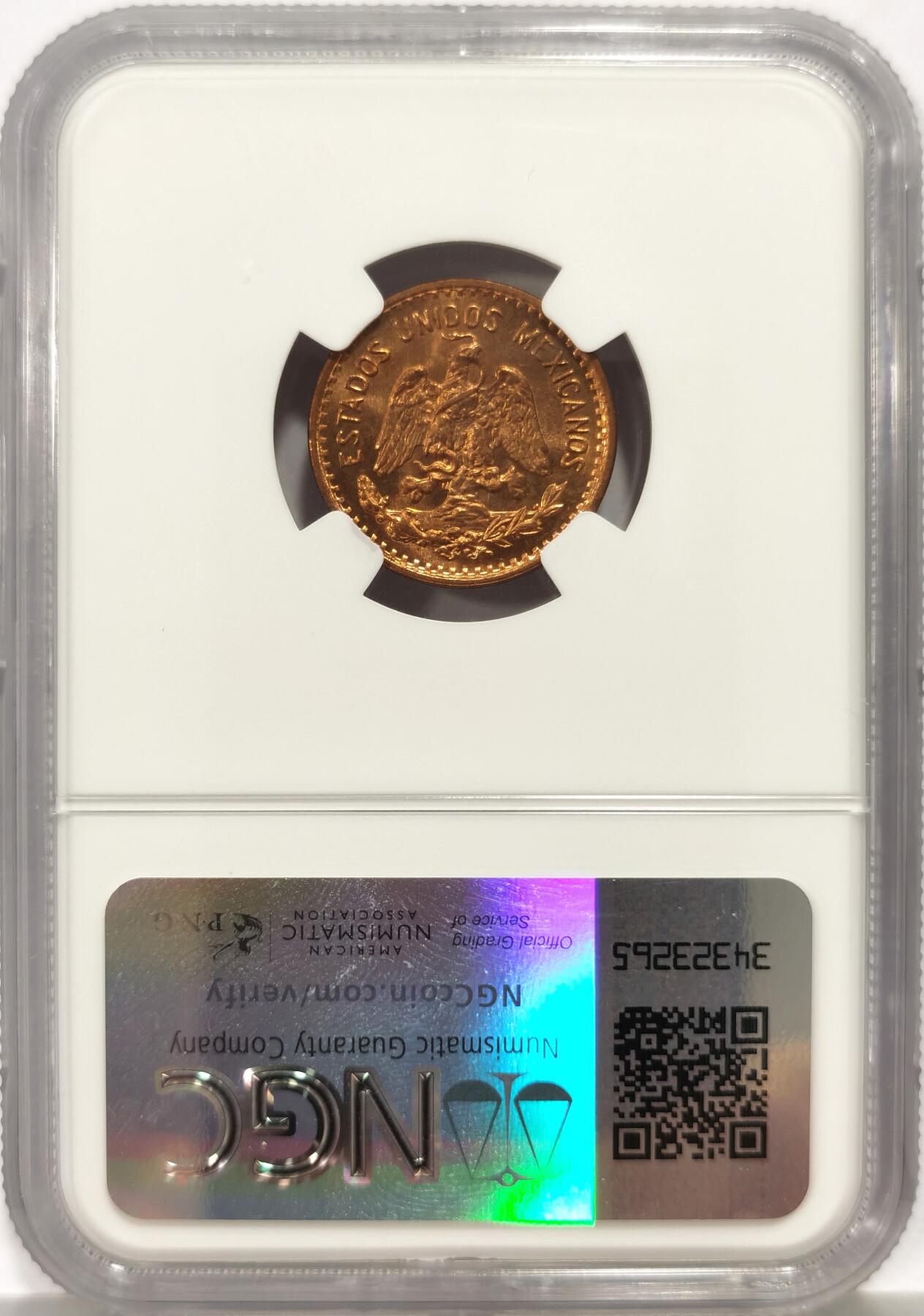 博洋堂世界钱币拍卖第137期（全场包邮） NGC MS66RD 墨西哥1939年小鹰洋1分铜币，极致RD状态