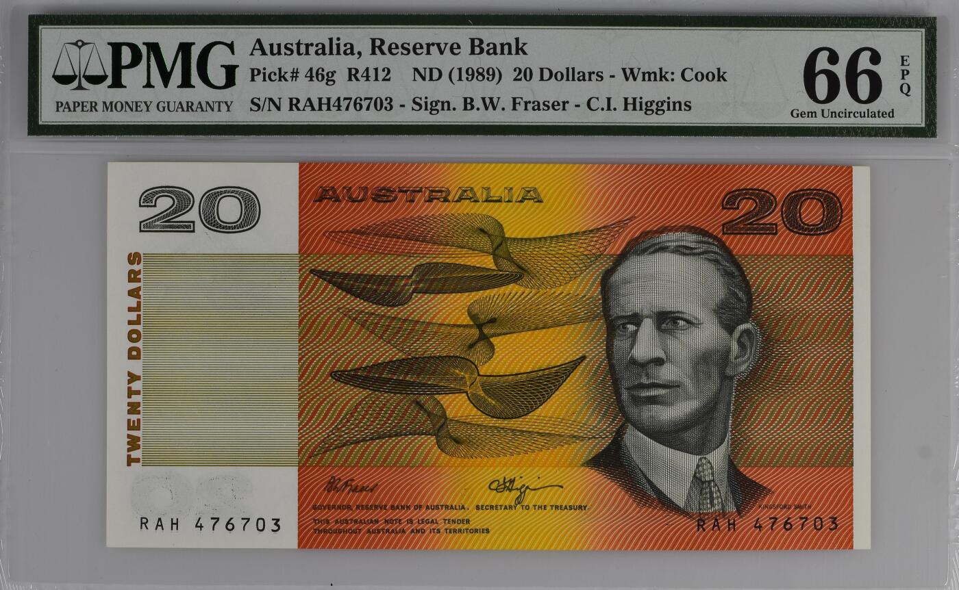 Australia, Reserve Bank, 20 Dollars R412    ND (1989) - Wmk: Cook