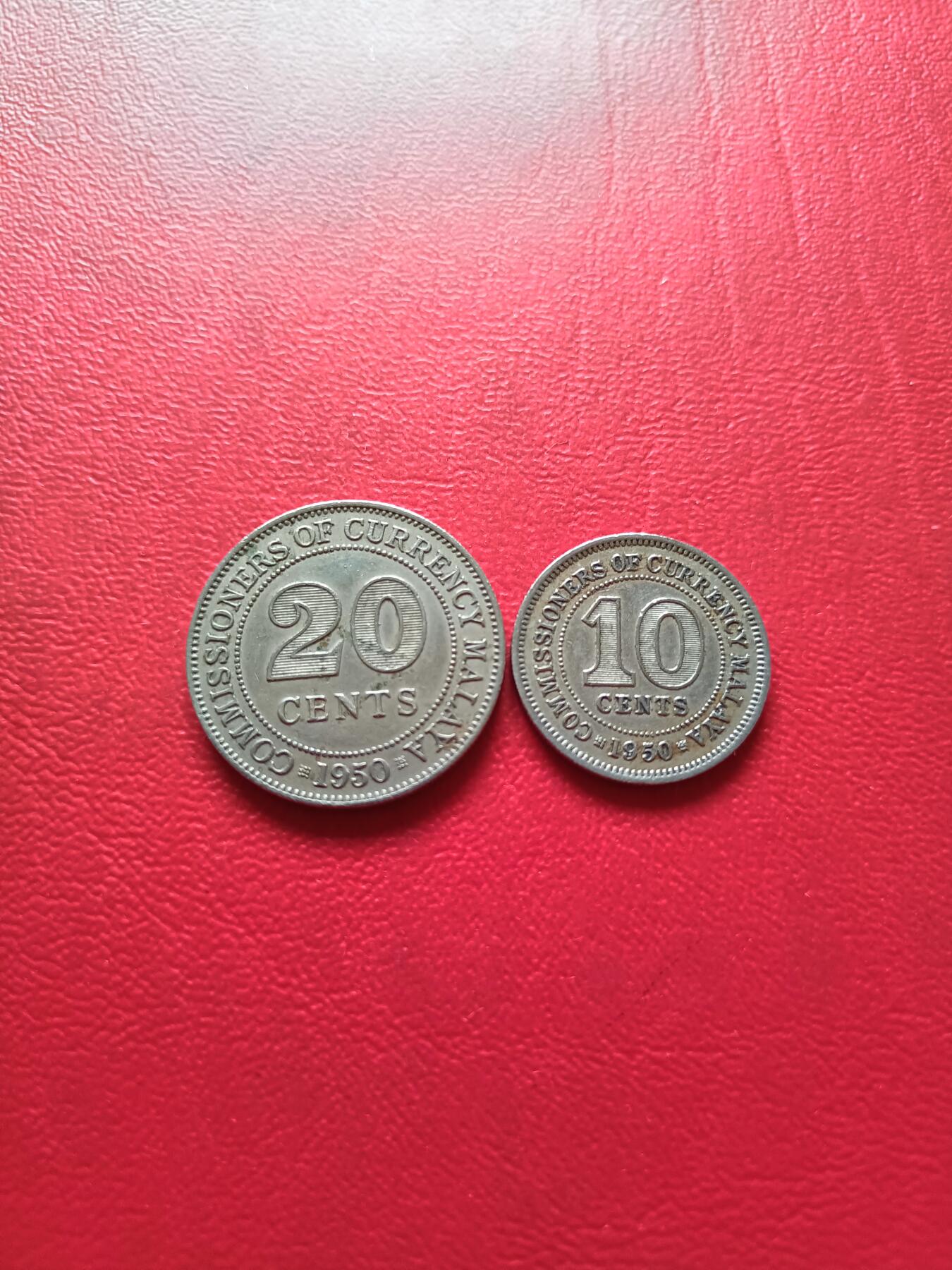 【云涧收藏】第六十场 英属海峡1950年乔六10分、20分2枚