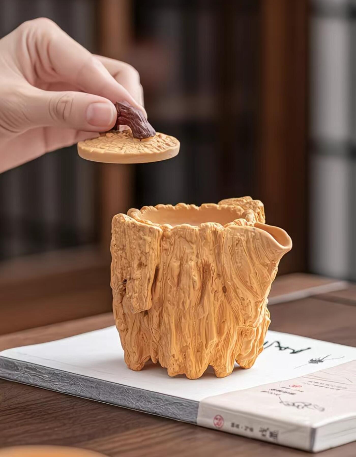 黄段泥精品手工壶具 黄段泥朽木头手工壶