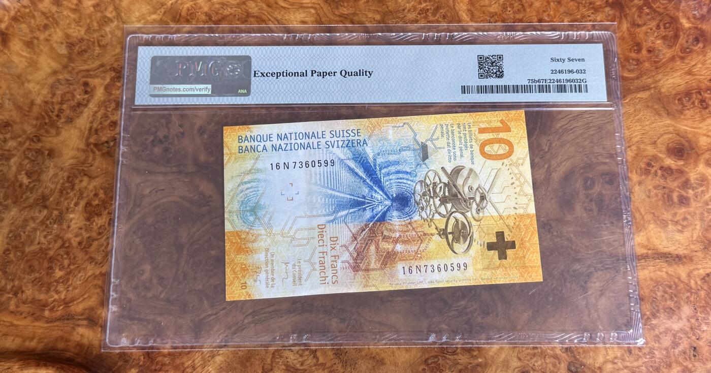 得物收藏 Chase Auction 第33期 - - 外钞、民国钞和人民币混合场！持续更新中！ 2016年瑞士10法郎，PMG67！