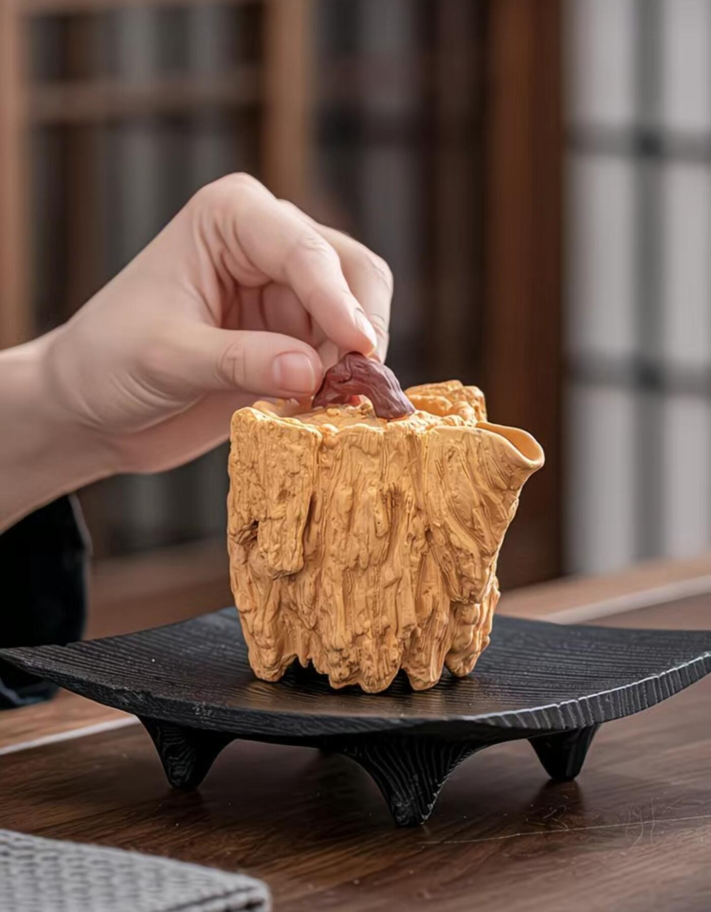 黄段泥精品手工壶具 黄段泥朽木头手工壶