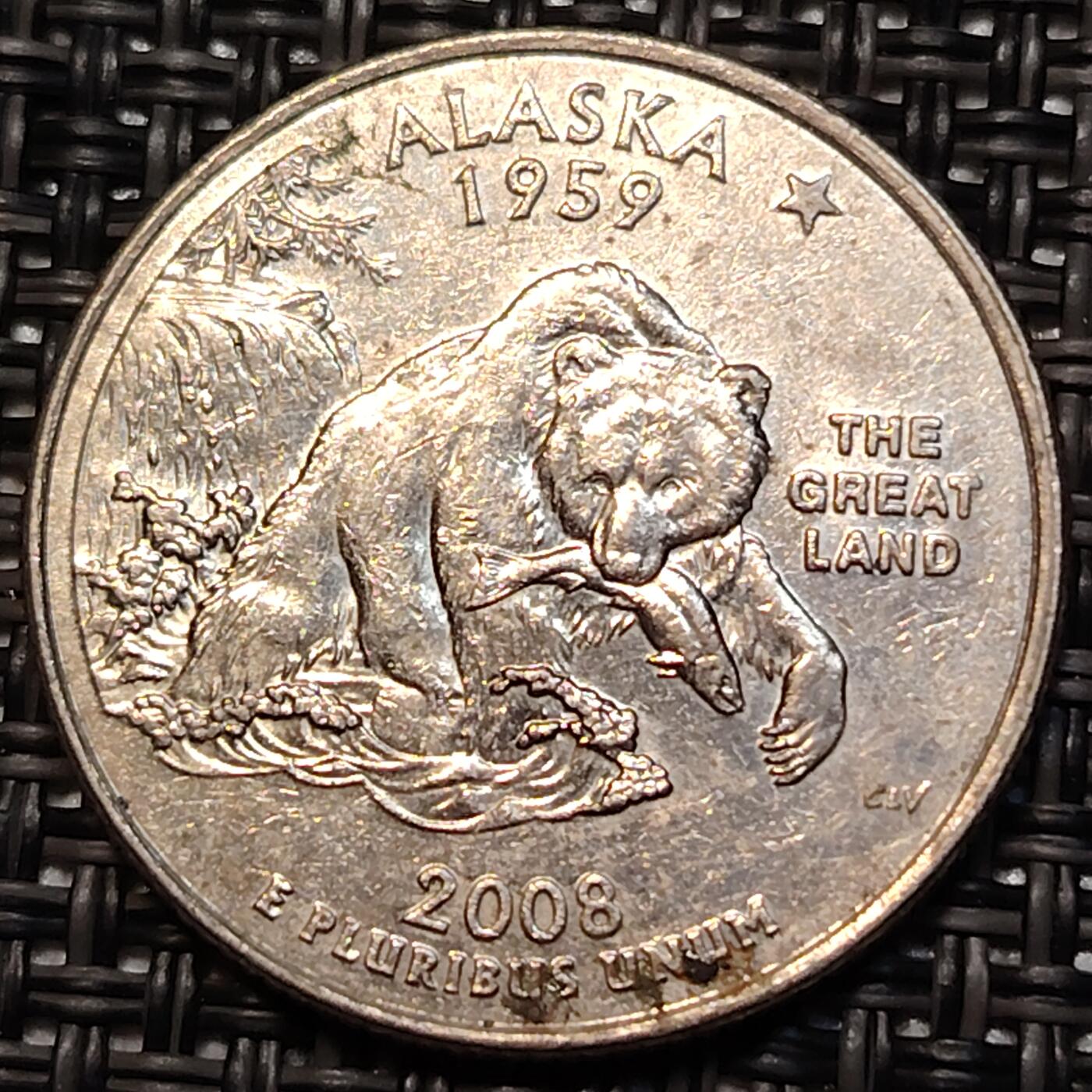 布加迪🐬～世界钱币(上海)🌾第 240 期 /  各国套币和散币 美国🇺🇸 2008年 25分 阿拉斯加州币