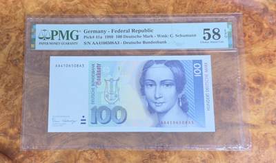 得物收藏 Chase Auction 第33期 - - 外钞、民国钞和人民币混合场！持续更新中！ - 1989年德国100马克，PMG58e！