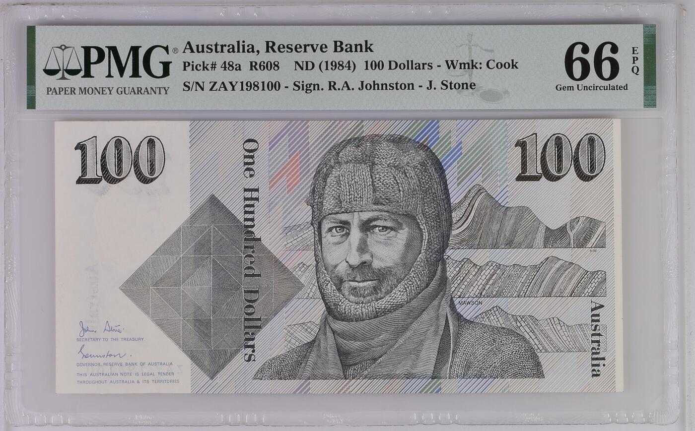 Australia, Reserve Bank, 100 Dollars R608    ND (1984) - Wmk: Cook