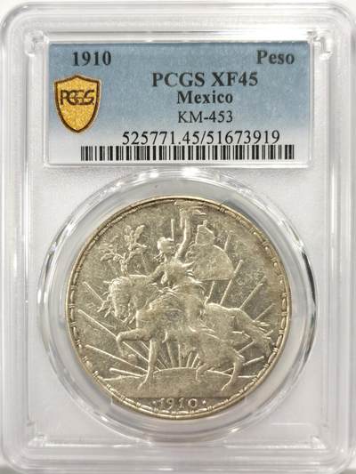 博洋堂世界钱币拍卖第137期（全场包邮） - PCGS XF45 1910年墨西哥骑马鹰洋。算是墨西哥非常知名的一个纲目品种了，从近一个月外拍的趋势来看，这个品种的价格仍在持续上涨，把握住少见的现货筹码！