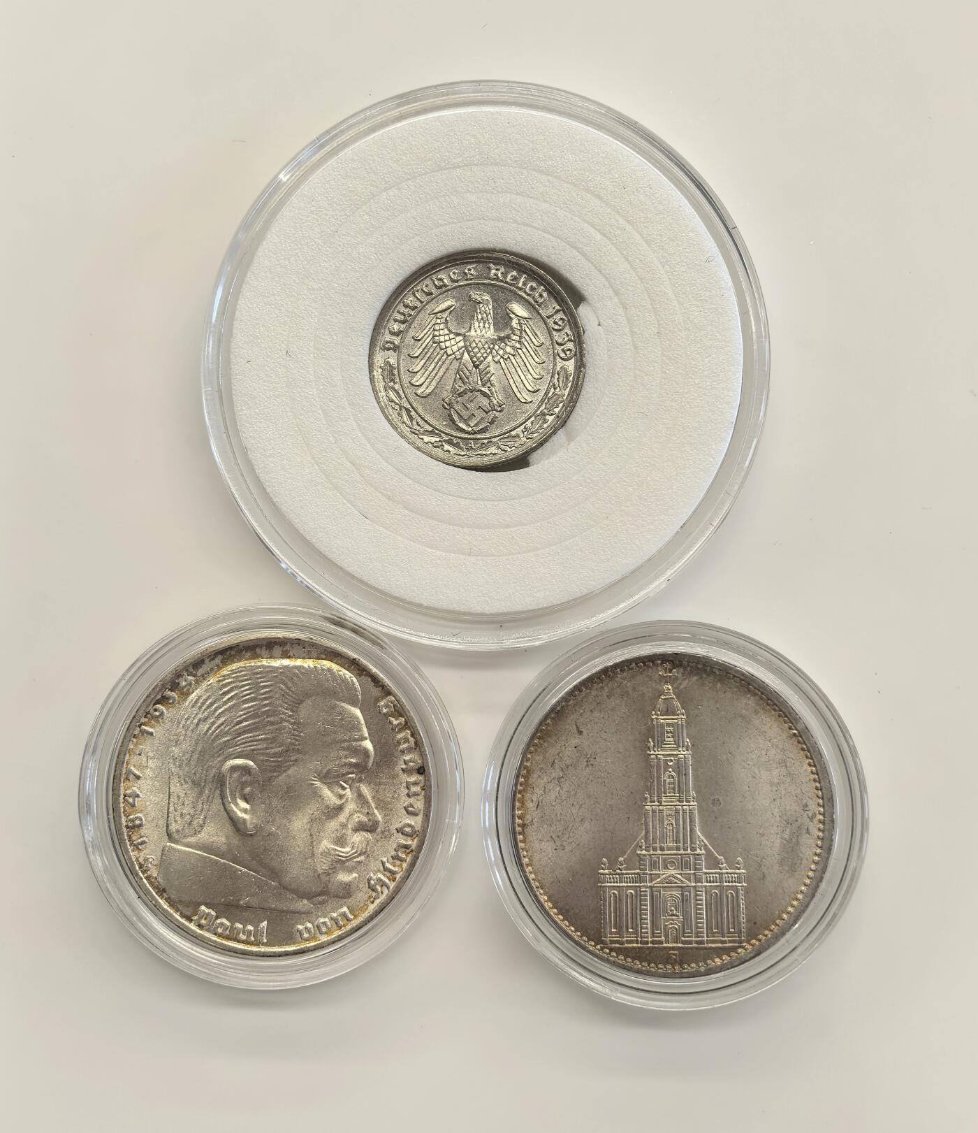 博洋堂世界钱币拍卖第137期（全场包邮） 德国第三帝国时期套币，铁币、镍币、铜币、银币等等都有，BU品，含1939年 50芬尼镍币key